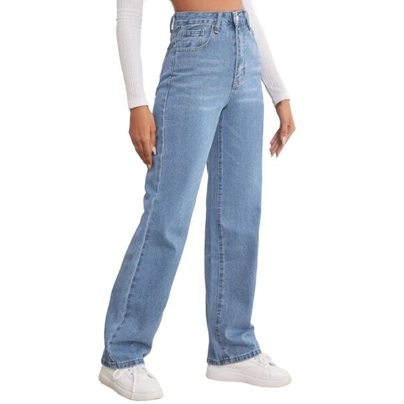 SHEIN Denim - High Waisted Straight Leg Light Wash Jeans Women's Size 8/10